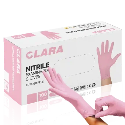 Rękawiczki nitrylowe CLARA, różowe - rozmiar XS, 100 szt.