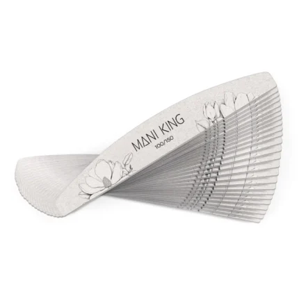 MANI KING Pilnik do paznokci FLORA PÓŁKSIĘŻYC 100/150 grit Standart, 25 szt