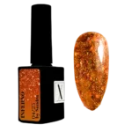 XNAIL Lakier Hybrydowy Inferno by Sandra #04/25 - pomarańczowy kolor z płatkami, 10 ml