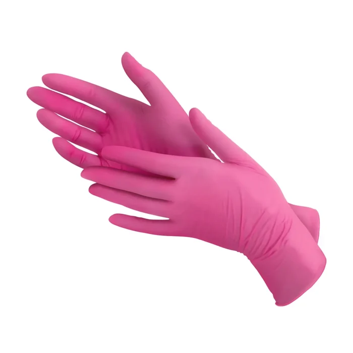 Rękawiczki nitrylowe, bezpudrowe Medisterill, 100szt. rozmiar S, magenta - obrazek 3